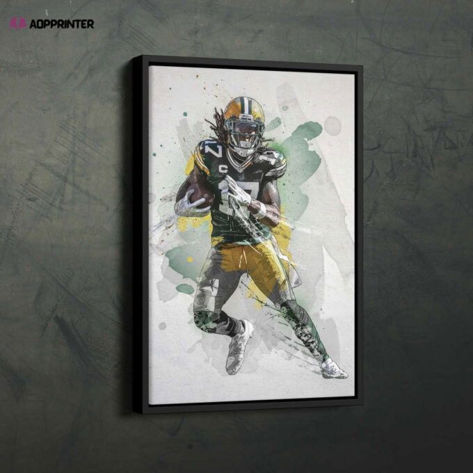 Davante Adams Poster Green Bay Packers NFL Framed Wall Art Home Decor Canvas Print Artwork