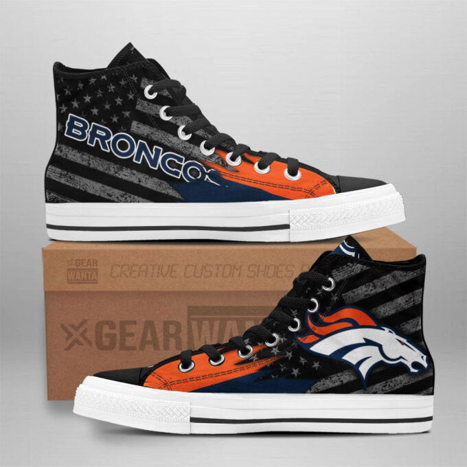 Denver Broncos High Top Sneakers Custom Shoes For Fans American Flag