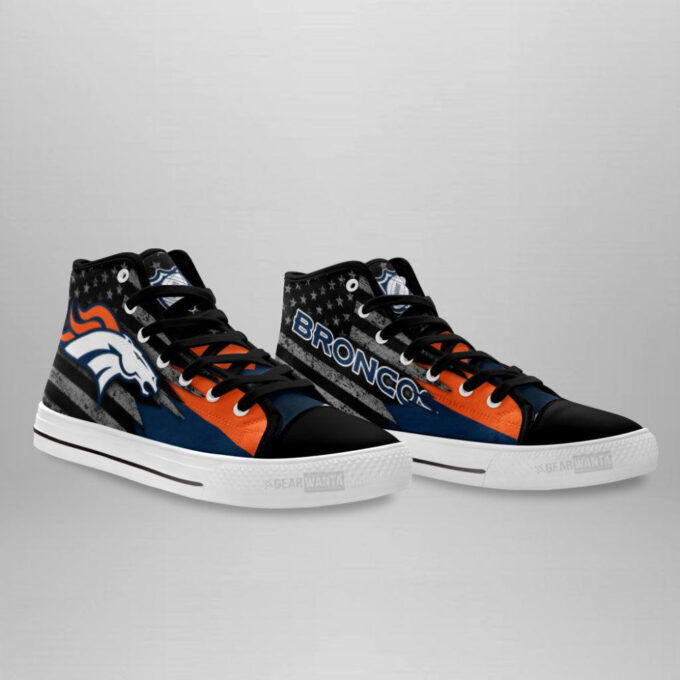 Denver Broncos High Top Sneakers Custom Shoes For Fans American Flag
