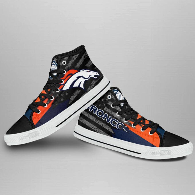 Denver Broncos High Top Sneakers Custom Shoes For Fans American Flag