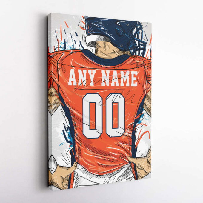 Denver Broncos Jersey Personalized Jersey NFL Custom Name and Number Canvas Wall Art Home Decor Framed Poster Man Cave Gift