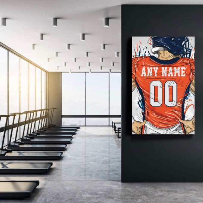 Denver Broncos Jersey Personalized Jersey NFL Custom Name and Number Canvas Wall Art Home Decor Framed Poster Man Cave Gift