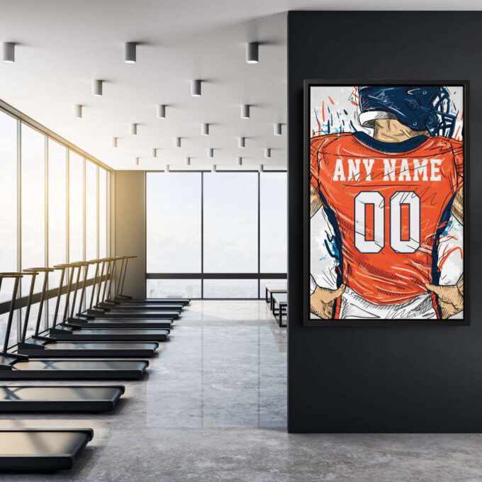 Denver Broncos Jersey Personalized Jersey NFL Custom Name and Number Canvas Wall Art Home Decor Framed Poster Man Cave Gift