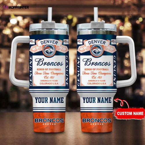 Cart 2 Denver Broncos NFL Kings Of Football Personalized Stanley Tumbler 40oz Gift for Fans