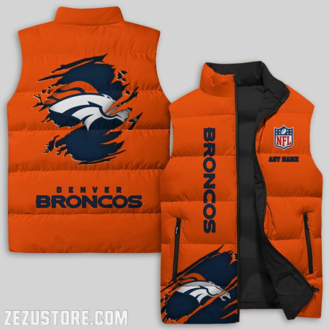 Denver Broncos NFL Sleeveless Puffer Jacket Custom For Fans Gifts