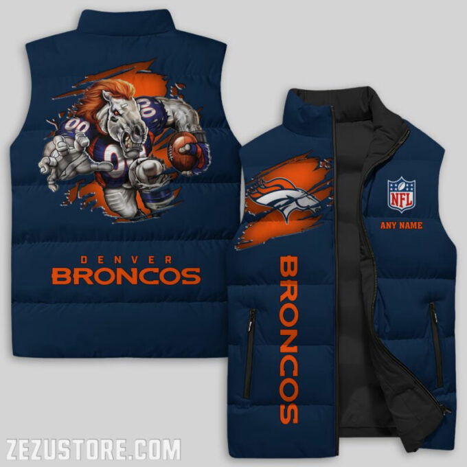 Denver Broncos NFL Sleeveless Puffer Jacket Custom For Fans Gifts