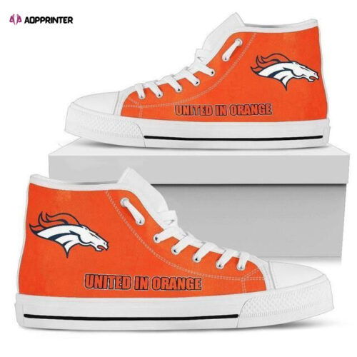 Cart 2 Denver Broncos NFL United In Orange Custom Canvas High Top Shoes