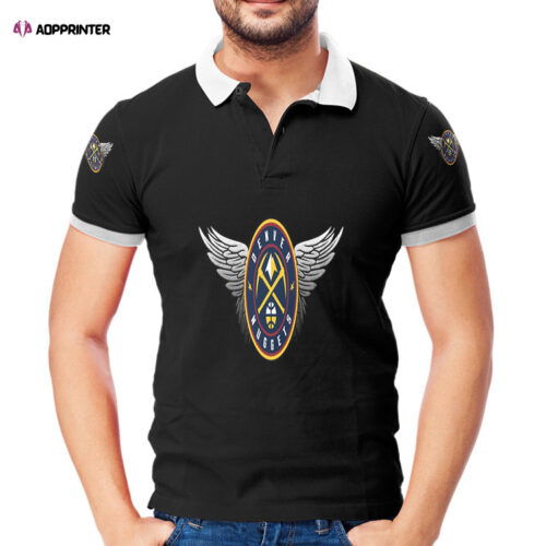 Denver Nuggets Wings Black 3D Gift for Fans Polo Shirt