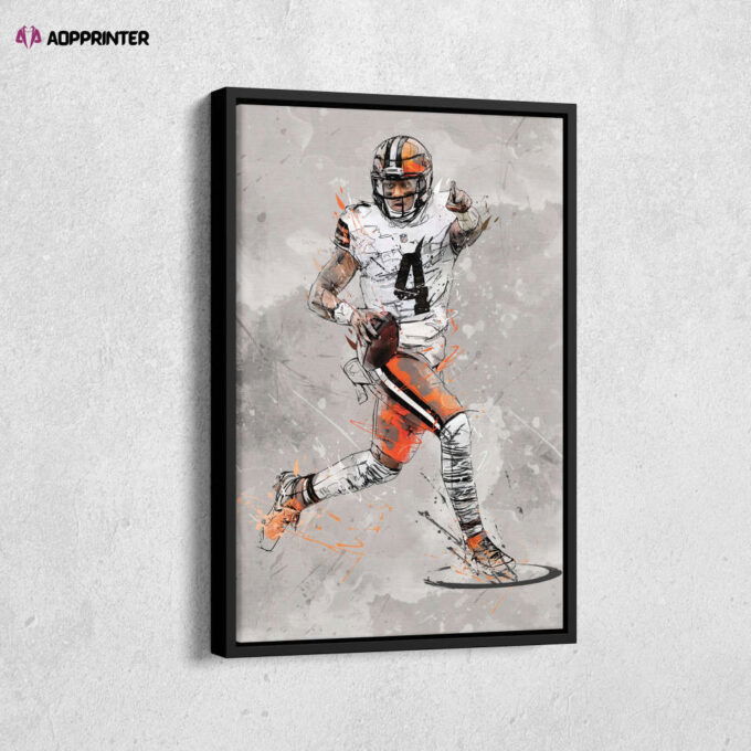 Deshaun Watson Poster Cleveland Browns NFL Canvas Wall Art Home Decor Framed Poster Man Cave Gift