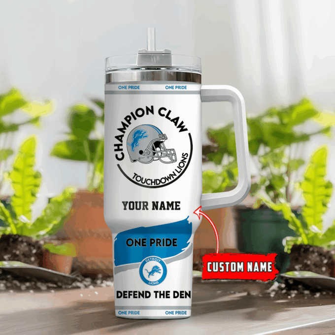 Detroit Lions Champion Claw NFL Personalized Stanley Tumbler 40Oz Gift for Fans