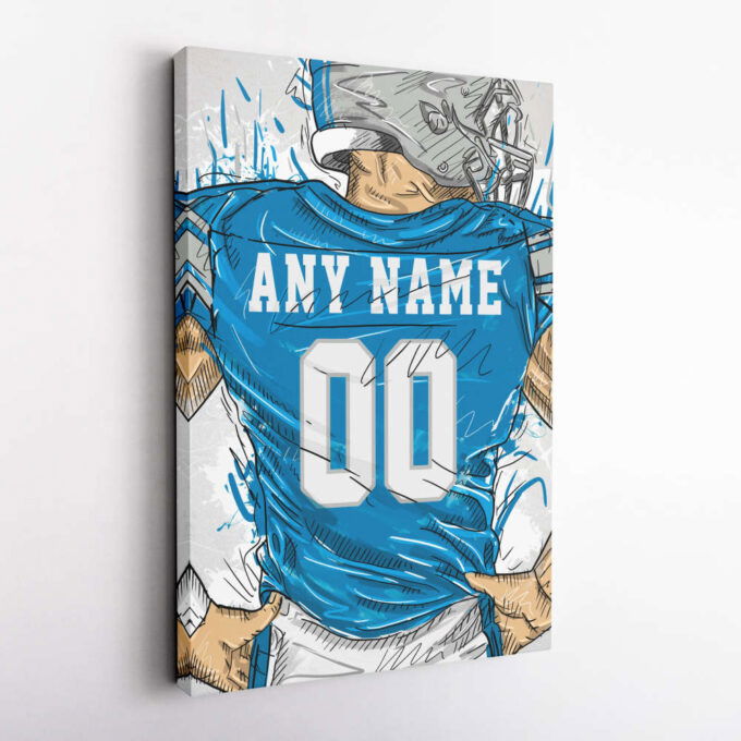 Detroit Lions Jersey Personalized Jersey NFL Custom Name and Number Canvas Wall Art Home Decor Framed Poster Man Cave Gift