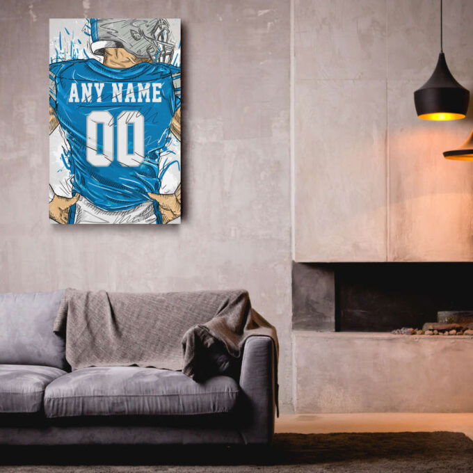 Detroit Lions Jersey Personalized Jersey NFL Custom Name and Number Canvas Wall Art Home Decor Framed Poster Man Cave Gift