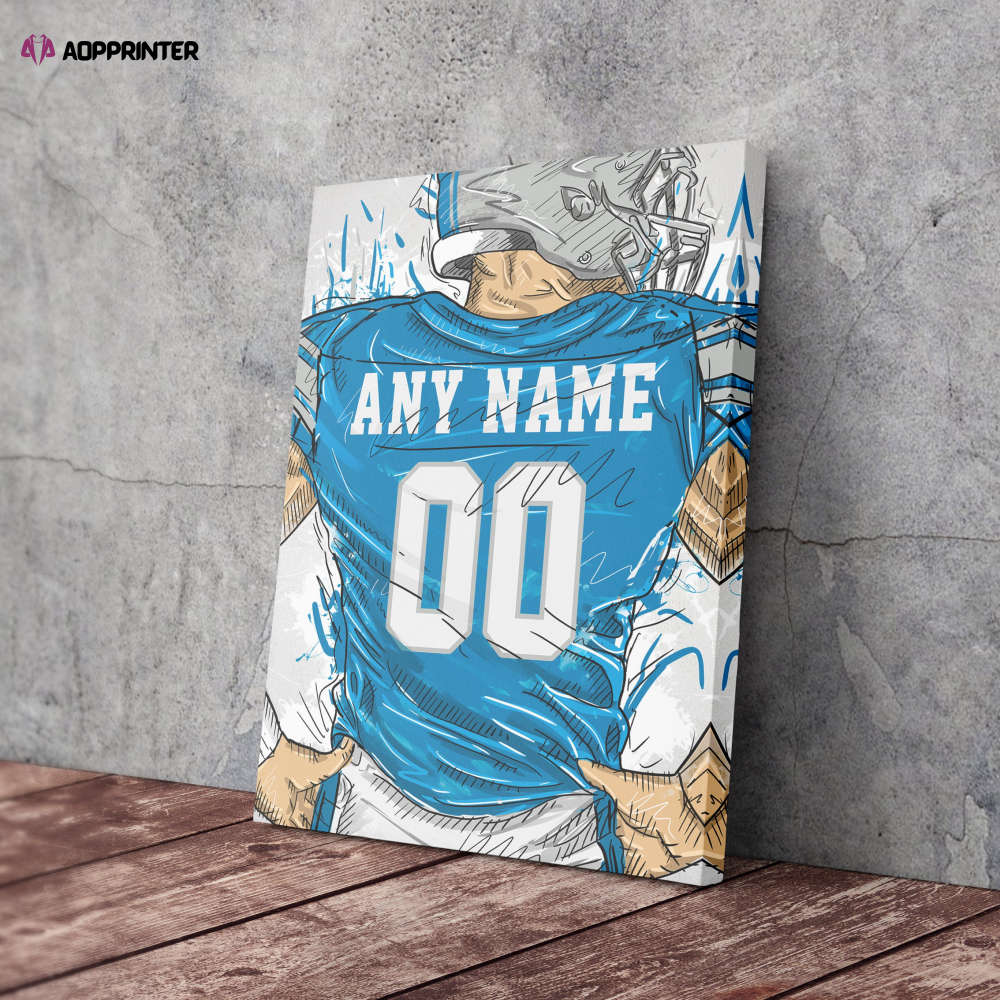 Detroit Lions Jersey Personalized Jersey NFL Custom Name and Number Canvas Wall Art Home Decor Man Cave Gift Detroit Lions Jersey Personalized Jersey NFL Custom Name and Number Canvas Wall Art Home Decor Man Cave Gift