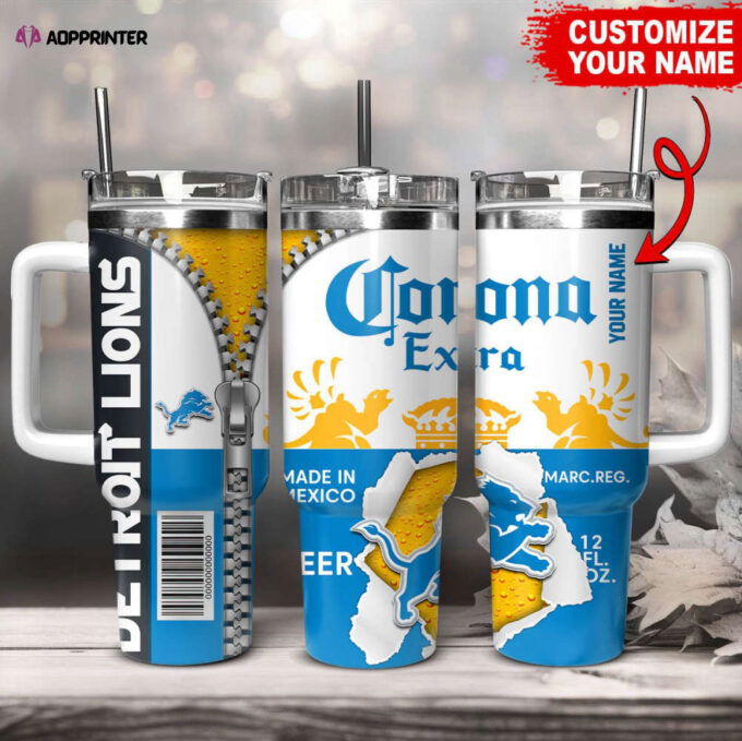 Detroit Lions NFL Corona Extra Personalized Stanley Tumbler 40Oz Gift for Fans