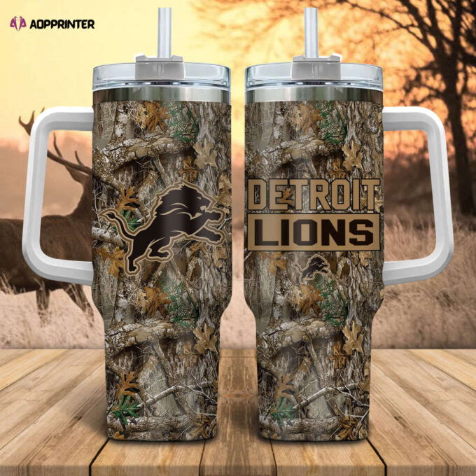 Detroit Lions NFL Hunting Tumbler Stanley Tumbler 40oz Gift for Fans