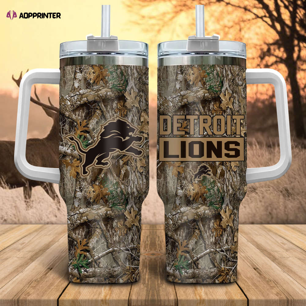 Detroit Lions NFL Hunting Tumbler Stanley Tumbler 40oz Gift for Fans Detroit Lions NFL Hunting Tumbler Stanley Tumbler 40oz Gift for Fans