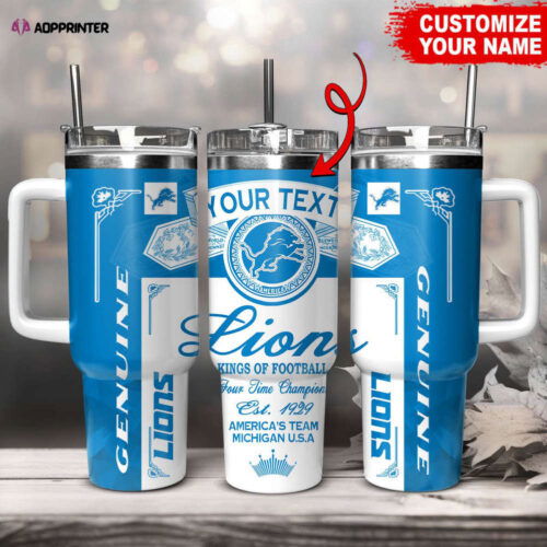 Cart 2 Detroit Lions NFL Kings Of Football Custom Your Text Stanley Tumbler 40Oz Gift for Fans