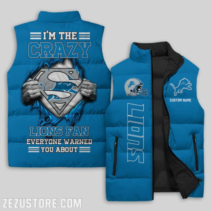Detroit Lions NFL Sleeveless Puffer Jacket Custom For Fans Gifts