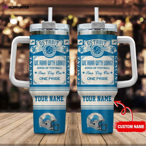 Cart 2 Detroit Lions NFL Vintage King Of Football Custom Name 40oz Stanley Tumbler Gift for Fans