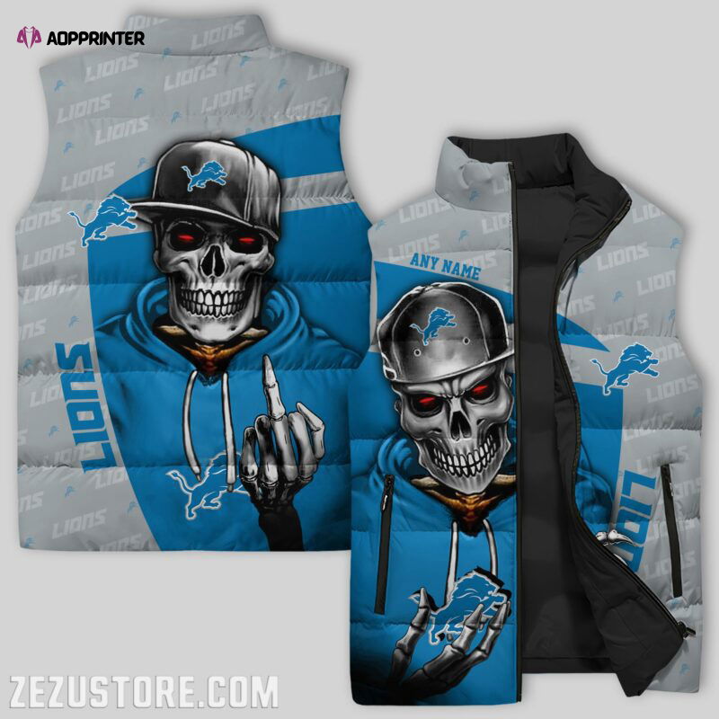 Detroit Lions Sleeveless Puffer Jacket Custom For Fans Gifts Detroit Lions Sleeveless Puffer Jacket Custom For Fans Gifts