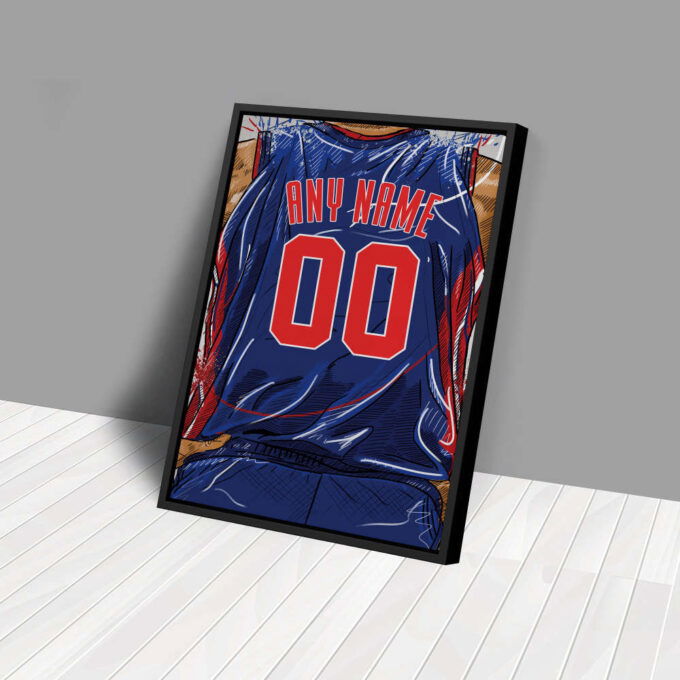 Detroit Pistons Jersey Personalized Jersey NBA Custom Name and Number Canvas Wall Art Home Decor Framed Poster Man Cave Gift