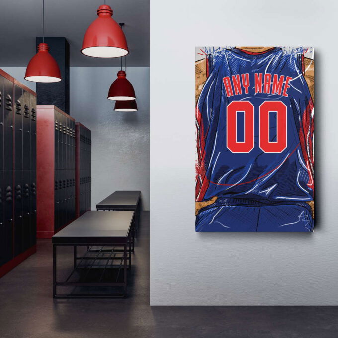 Detroit Pistons Jersey Personalized Jersey NBA Custom Name and Number Canvas Wall Art Home Decor Framed Poster Man Cave Gift