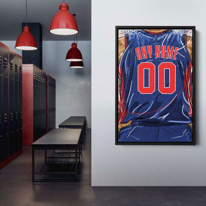 Detroit Pistons Jersey Personalized Jersey NBA Custom Name and Number Canvas Wall Art Home Decor Framed Poster Man Cave Gift