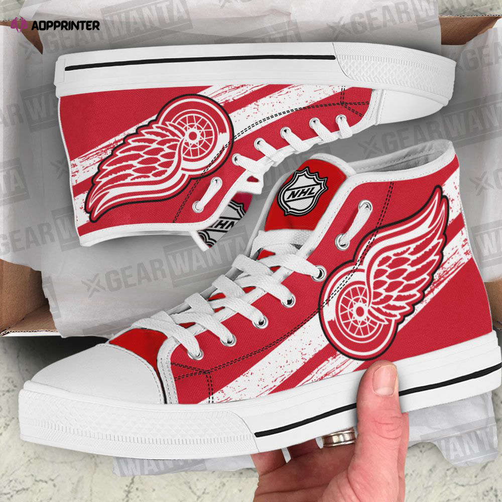 Detroit Red Wings High Top Canvas Shoes Custom For Fans Detroit Red Wings High Top Canvas Shoes Custom For Fans