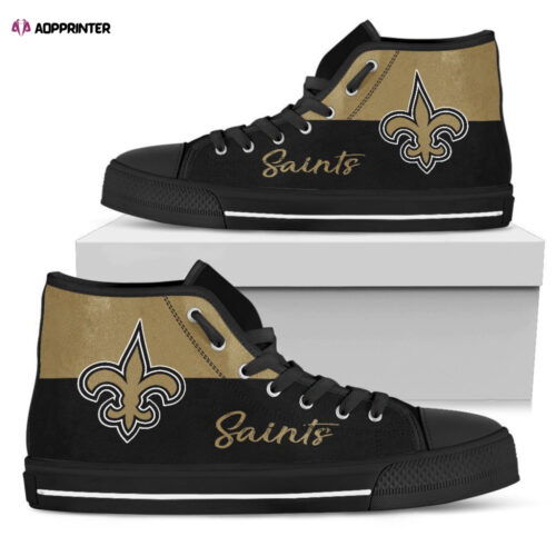 Divided Colours Stunning Logo New Orleans Saints NFL Custom Canvas High Top Shoes