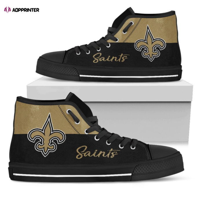 Divided Colours Stunning Logo New Orleans Saints NFL Custom Canvas High Top Shoes
