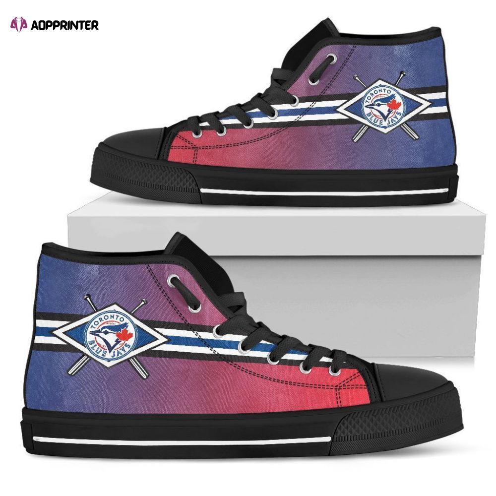 Double Stick Check Toronto Blue Jays MLB Custom Canvas High Top Shoes Double Stick Check Toronto Blue Jays MLB Custom Canvas High Top Shoes