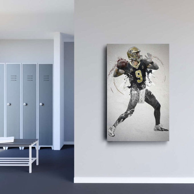 Drew Brees Poster New Orleans Saints NFL Framed Wall Art Home Decor Canvas Print Artwork