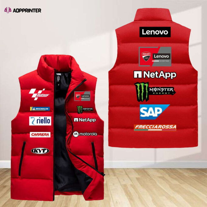 Ducati Lenovo Team Sleeveless Puffer Jacket Custom For Fans Gifts