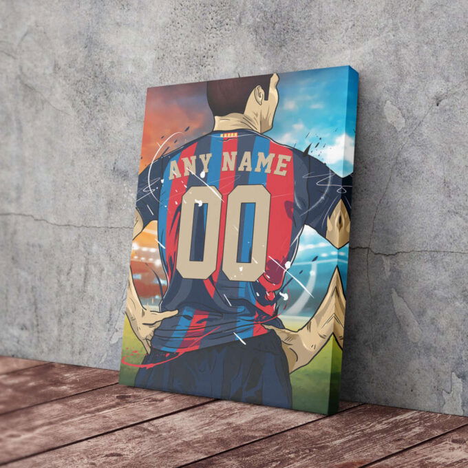FC Barcelona Jersey Soccer Personalized Jersey Custom Name and Number Canvas Wall Art Home Decor Framed Poster Man Cave Gift