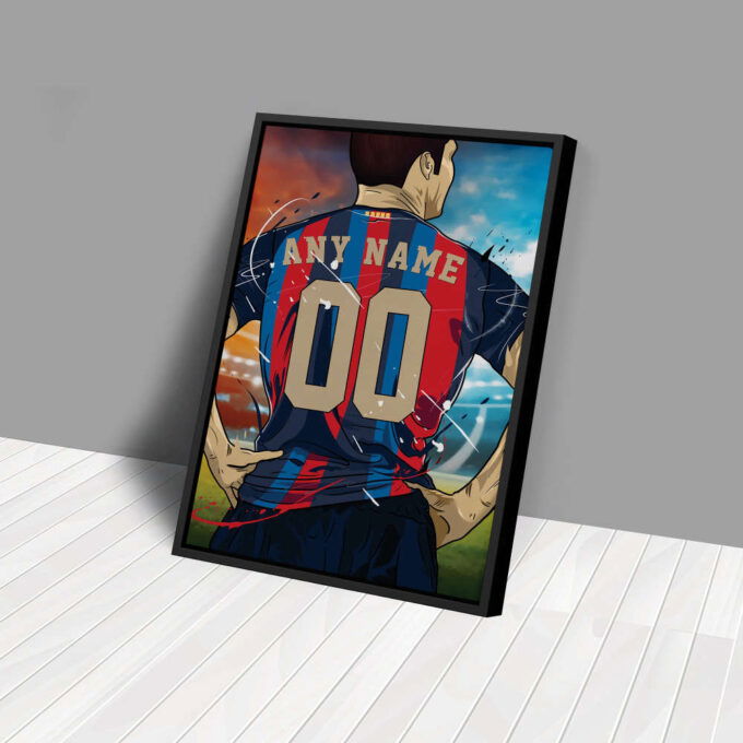 FC Barcelona Jersey Soccer Personalized Jersey Custom Name and Number Canvas Wall Art Home Decor Framed Poster Man Cave Gift