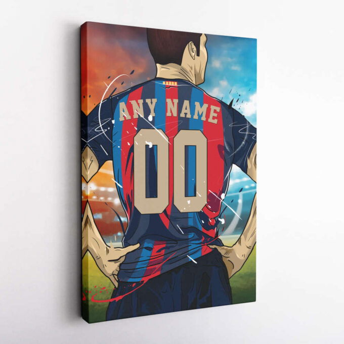 FC Barcelona Jersey Soccer Personalized Jersey Custom Name and Number Canvas Wall Art Home Decor Framed Poster Man Cave Gift