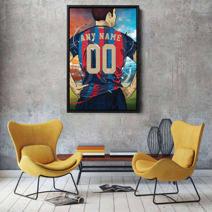 FC Barcelona Jersey Soccer Personalized Jersey Custom Name and Number Canvas Wall Art Home Decor Framed Poster Man Cave Gift