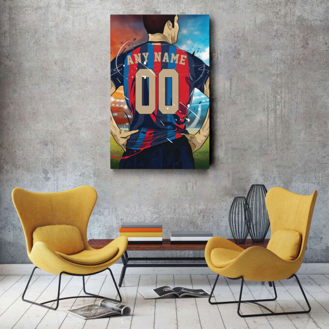 FC Barcelona Jersey Soccer Personalized Jersey Custom Name and Number Canvas Wall Art Home Decor Framed Poster Man Cave Gift