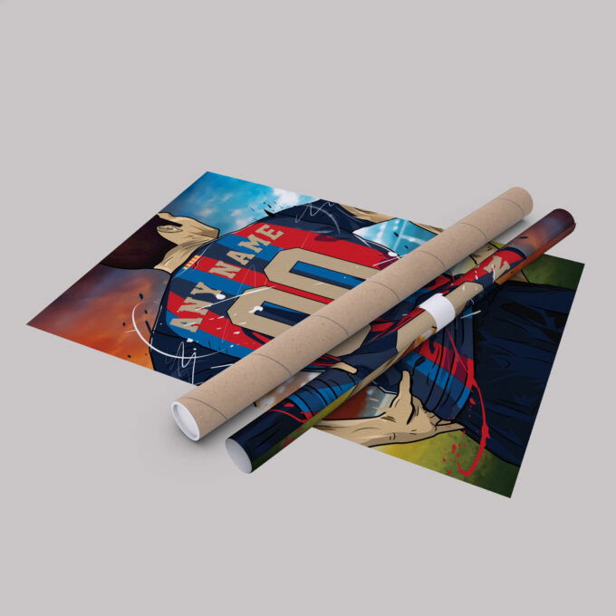 FC Barcelona Jersey Soccer Personalized Jersey Custom Name and Number Canvas Wall Art Home Decor Framed Poster Man Cave Gift