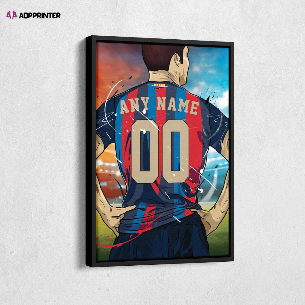 FC Barcelona Jersey Soccer Personalized Jersey Custom Name and Number Canvas Wall Art Home Decor Framed Poster Man Cave Gift FC Barcelona Jersey Soccer Personalized Jersey Custom Name and Number Canvas Wall Art Home Decor Framed Poster Man Cave Gift
