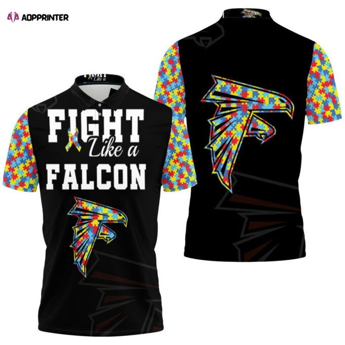 Fight Like A Atlanta Falcons Autism Support Polo Shirt Gift for Fans Shirt 3d T-shirt