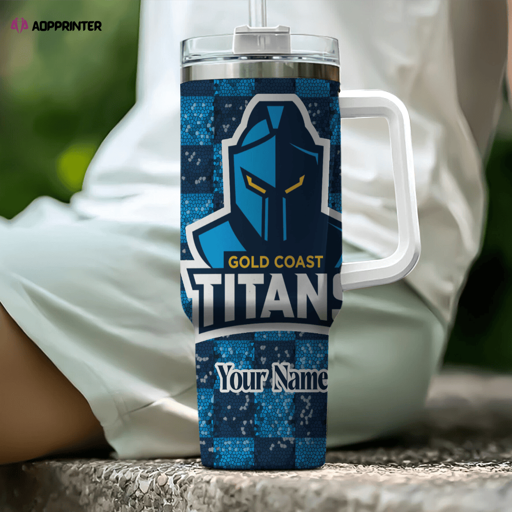 Gold Coast Titans NRL Personalized Stanley Tumbler 40oz Gift for Fans Gold Coast Titans NRL Personalized Stanley Tumbler 40oz Gift for Fans