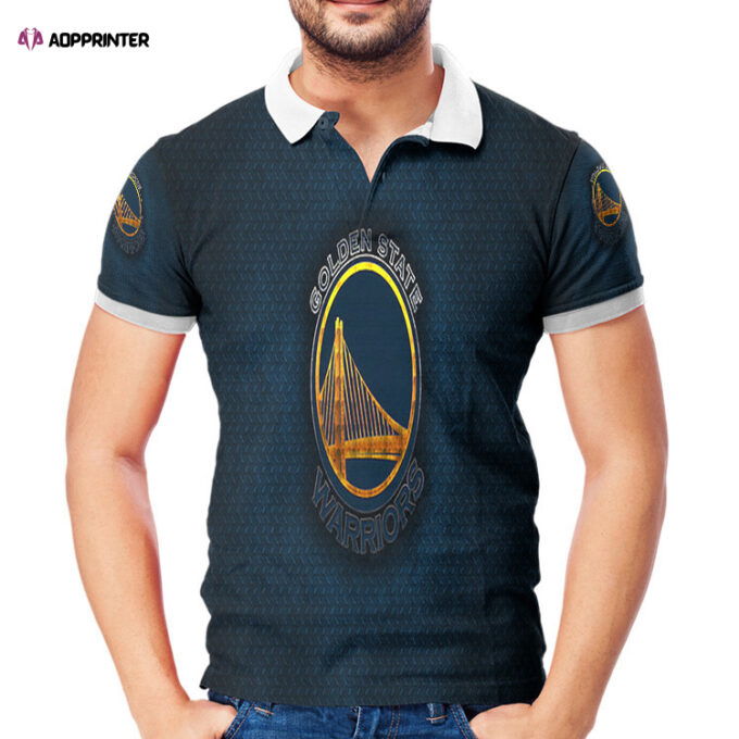 Golden State Warriors Emblem Texture Metal 3D Gift for Fans Polo Shirt