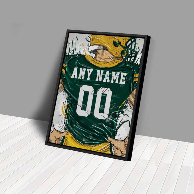 Green Bay Packers Jersey Personalized Jersey NFL Custom Name and Number Canvas Wall Art Home Decor Framed Poster Man Cave Gift