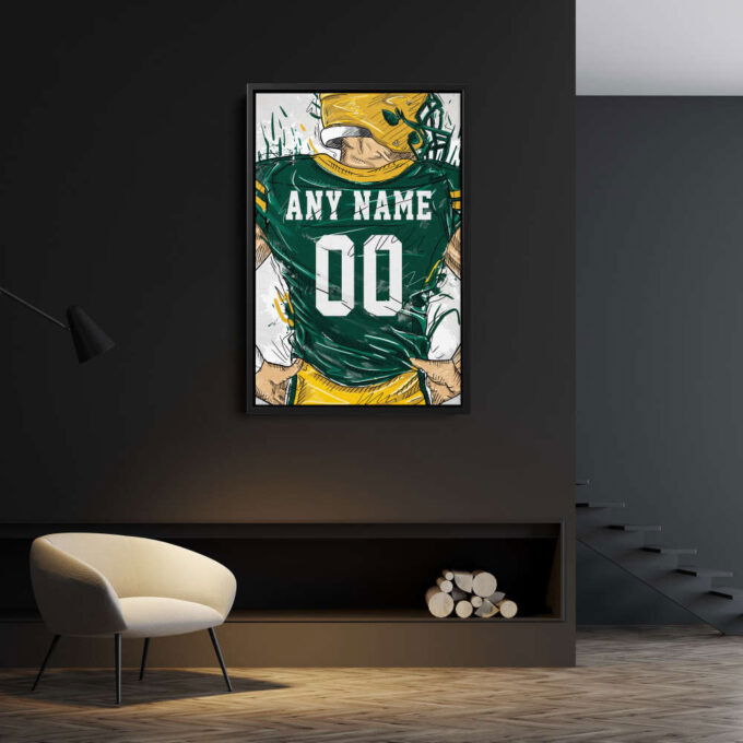 Green Bay Packers Jersey Personalized Jersey NFL Custom Name and Number Canvas Wall Art Home Decor Framed Poster Man Cave Gift