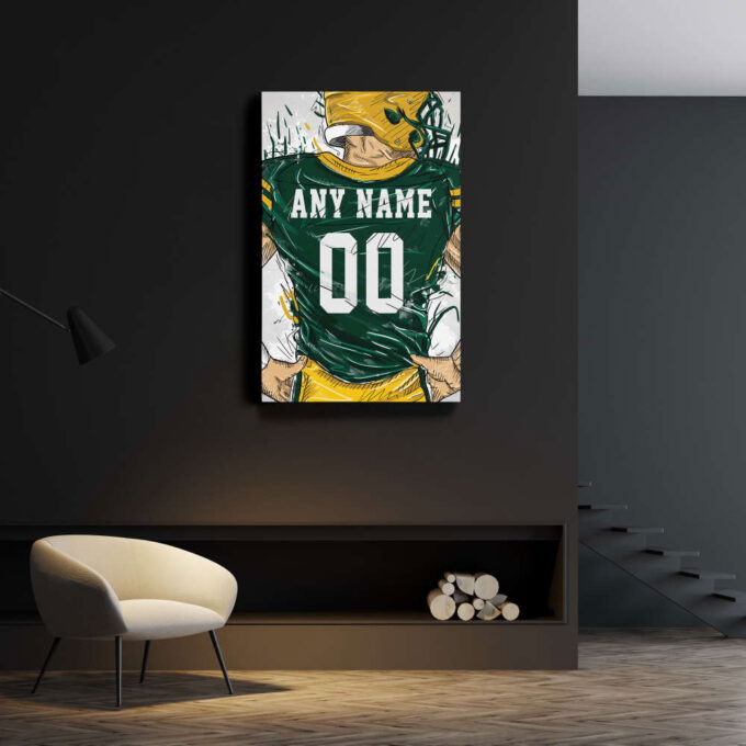 Green Bay Packers Jersey Personalized Jersey NFL Custom Name and Number Canvas Wall Art Home Decor Framed Poster Man Cave Gift