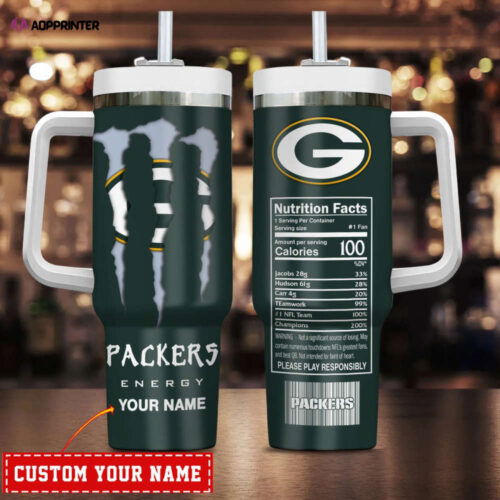 Cart 2 Green Bay Packers NFL Energy Nutrition Facts Personalized Stanley Tumbler 40Oz Gift for Fans
