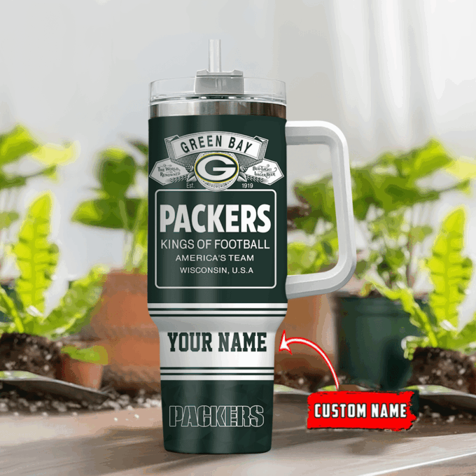 Green Bay Packers Personalized NFL Bud Light 40oz Stanley Tumbler Gift for Fans