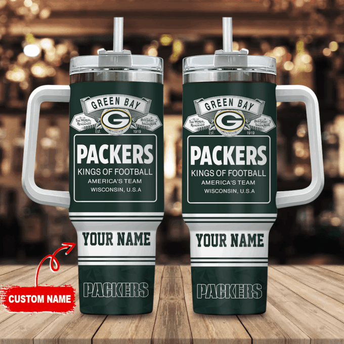 Green Bay Packers Personalized NFL Bud Light 40oz Stanley Tumbler Gift for Fans