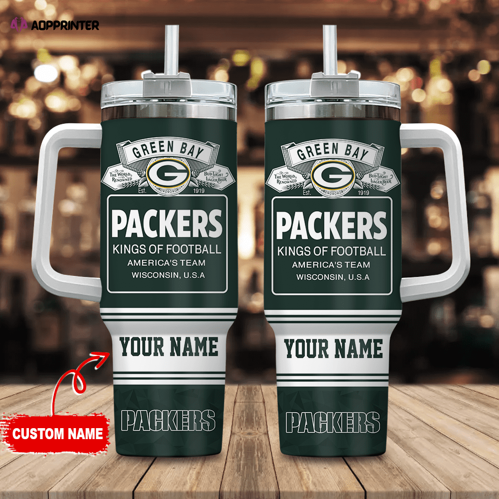 Green Bay Packers Personalized NFL Bud Light 40oz Stanley Tumbler Gift for Fans Green Bay Packers Personalized NFL Bud Light 40oz Stanley Tumbler Gift for Fans
